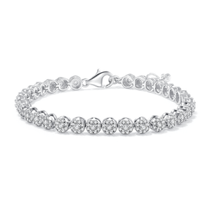 Pulsera de tenis con corte redondo J&C, fabricada en plata S925, engastada a mano con diamantes cultivados en laboratorio - 0.05 ct por piedra, color D, claridad VVS - Product Image 1