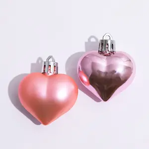 Red Plastic Heart Shaped Hanging Baubles Creative Pendants Valentine's Day Gift Decorations Glitter Wedding Party Balls