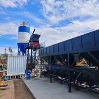Centrale à béton HZS25 avec trémie d'alimentation, capacité de 25 m3/h, centrale à béton prête à l'emploi fixe avec silos à ciment