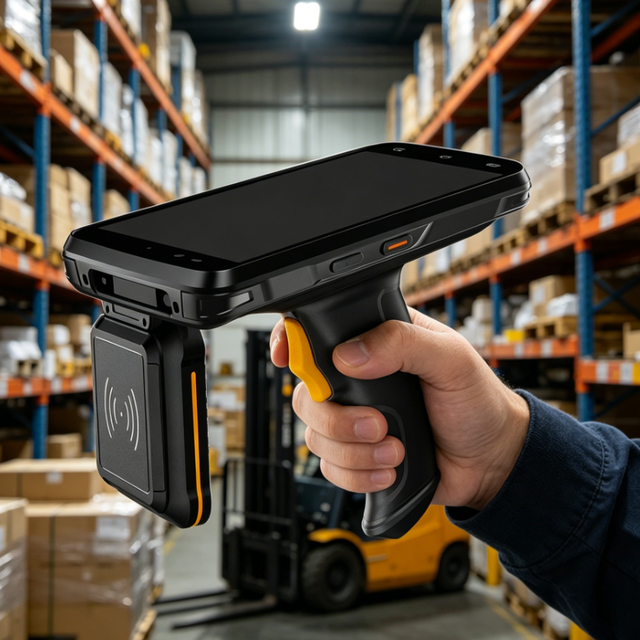 6" UHF RFID Reader 840-860/902-928MHz Handheld 2D Barcode Scanner with Android 12 OS IP67 in Stock