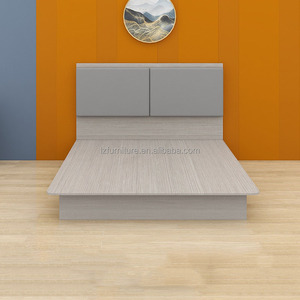 Custom Budget-friendly 3 Star Hotel Bedroom Furniture Sets Solid Wood <b>Platform</b> <b>Bed</b> <b>Frame</b> with Integrated Headboard & Nightstands - Product Image 4
