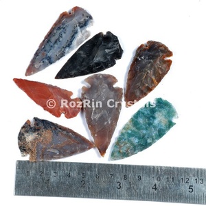 Pointes de flèche en agate de cristal gravées RozRin, artisanat indien fait main, 2-2,5 pouces, pierre précieuse sculptée, objet d'art de collection antique - Product Image 6