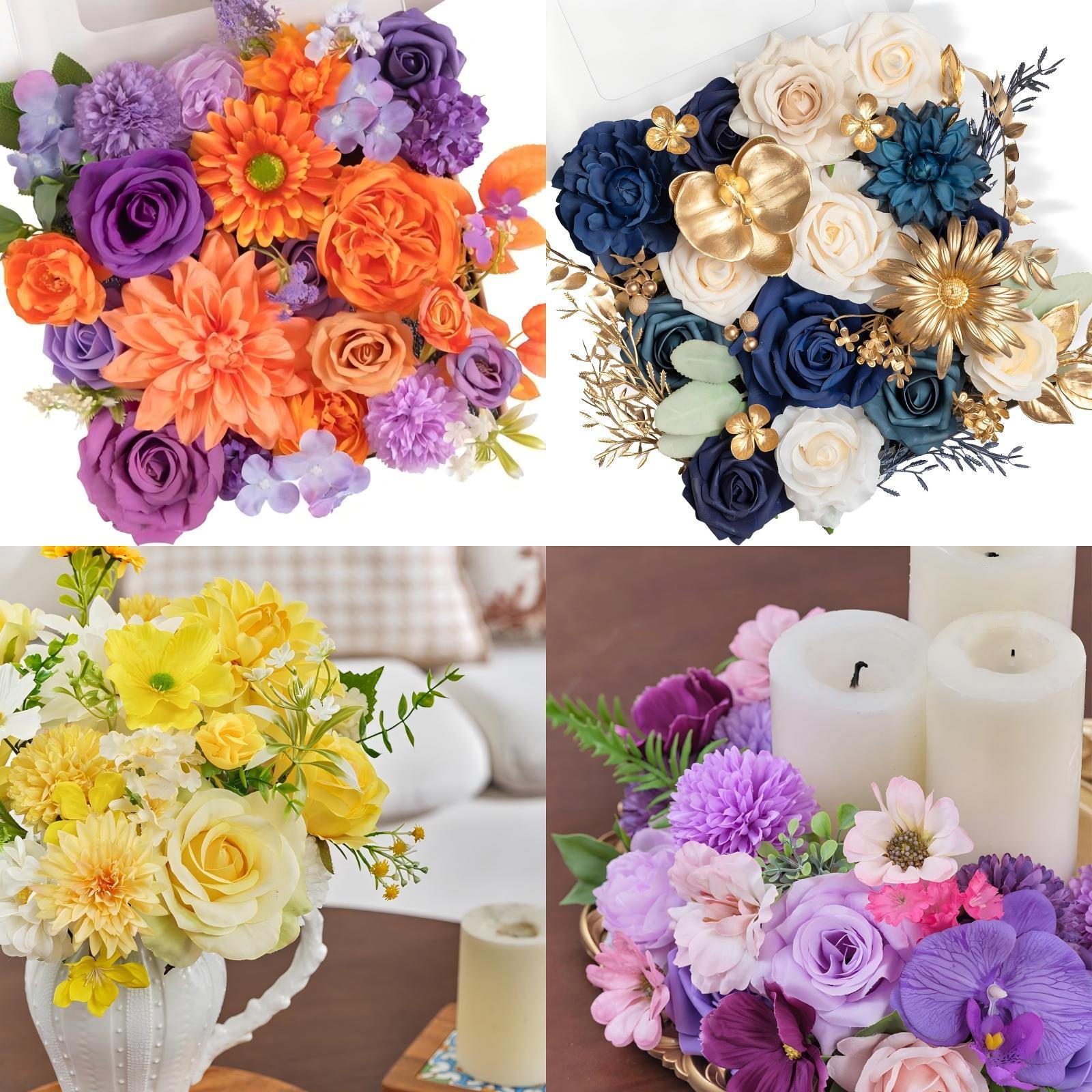 Purple Artificial Rose Flowers gift box