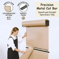 Distributeur de papier kraft métallique JH-Mech sur mesure, entièrement métallique, à fixation murale, avec barre de déchirement dentelée pleine longueur et montage latéral ouvert