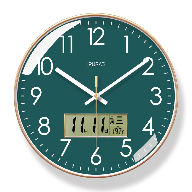 [super mute - blue core clock] 6027 gold frame - calendar