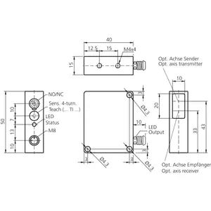 Barreras de luz robustas y altamente eficientes LRV51M10000P3K-TSSL de la serie metálica O-50 que funcionan con LED de luz roja visible - Product Image 2