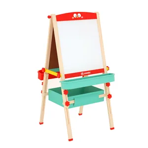 COMMIKI กระดานแม่เหล็กสองด้านหลากสี,ของเล่นกระดานขาตั้งไม้สำหรับเด็กกระดานวาดภาพและเขียนขาตั้งกระดานแท็บเล็ต