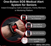 Montre connectée pour personnes âgées VA36 SOS avec appel d'urgence, GPS, géolocalisation, moniteur de santé intelligent HD, fréquence cardiaque, tension artérielle, suivi de la santé