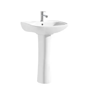 China Lory Ceramic Pedestal Basins Bathroom Sink Wash Basin Economic Free Standing Basin