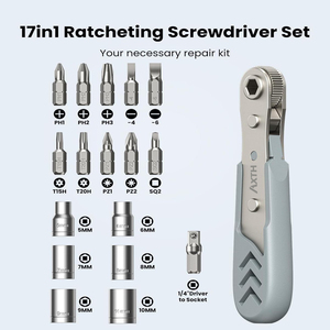 AXTH DIY – Kit de tournevis à cliquet multifonctionnel 17-en-1 avec embouts magnétiques de précision – Outil de réparation portable – Fournisseur - Product Image 2