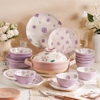Service de vaisselle en céramique pour fête de mariage, assiettes plates rouges, bol à soupe, vaisselle en porcelaine, ensemble de vaisselle de table