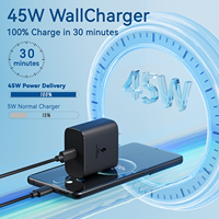 Cargador de Pared USB-C WAWEIS PD3.0 QC3.0 de 45W con Carga Rápida y Protección OVP para Teléfonos Móviles