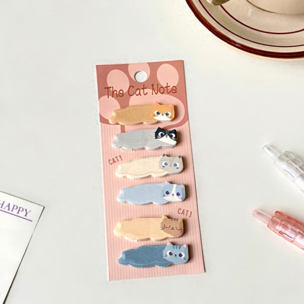 Cute Cat Stock Cartoon Sticky Notes Self-Adhesive Index Tabs Marking ...