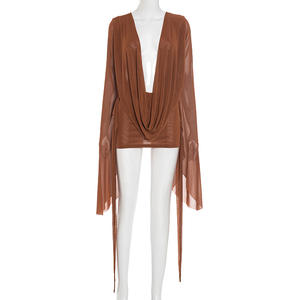 G02015C 2026 Primavera Vendita Calda Abito <span class=keywords><strong>Donna</strong></span> a Maniche Lunghe con Collo all'Americana - Product Image 2