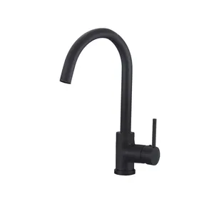 Rubinetto da <span class=keywords><strong>cucina</strong></span> monocomando <span class=keywords><strong>nero</strong></span> <span class=keywords><strong>opaco</strong></span> ad arco alto per lavello da fattoria, rubinetto moderno da lavello a montaggio su piano con rotazione a 360° °   Beccuccio Girevole - Product Image 2