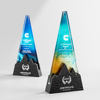 Trophée personnalisé en cristal avec base en marbre, récompenses en verre cristal, objets souvenirs pour les sports de randonnée et d'alpinisme en plein air