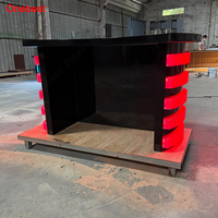 Table de diffusion en direct pour influenceurs, bureau d'accueil en bois avec LED rouges, petite taille