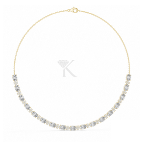 Collar de tenis East West con diamantes ovalados, oro macizo de 14K, cadena con racimo floral, diamantes cultivados en laboratorio, joyería fina para uso diario - Product Image 1