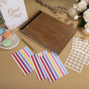 Đám Tang của khách cuốn sách trong da Linen đám cưới của khách cuốn sách xoắn ốc trắng in hình chữ nhật của khách cuốn sách cho đăng nhập - Product Image 3