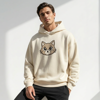 Sweat-shirt à capuche pour homme, motif dessin animé, crème, coupe ample, décontracté, style Y2K, streetwear pour l'automne