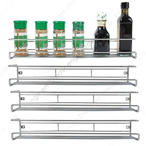Four Tier Spice Rack <b>Wall</b> <b>Mounted</b> Stainless Steel Kitchen Organizer Foldable Storage <b>Shelf</b> Minimalist Design Easy Cleaning - Product Image 1