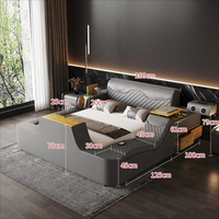 Lit inclinable intelligent en cuir de luxe moderne avec massage multifonctionnel, musique et rangement, tailles Queen/King/Twin