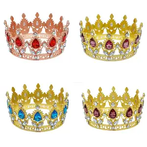 QS New Birthday Crown Cake Decoration Children Performance Crown Princess Alloy Crystal Tiaras for Girl