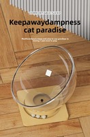 Lit de repos pour chat semi-fermé en acrylique, moderne, solide, pour l'été, avec jouet rotatif en forme de capsule spatiale, amovible, lavable, universel, accessoires pour chat