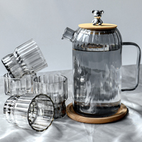 Carafe à eau en verre de haute qualité, design moderne, grande capacité, style nordique, théières et bouilloires en verre avec plateau