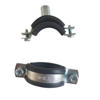 Collier de serrage fendu en acier inoxydable galvanisé de type P avec doublure en caoutchouc UTT61R, avec collier de serrage en caoutchouc EPDM noir, pouce