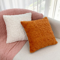 Haute qualité lapin fourrure jeter taie d'oreiller velours taie d'oreiller couleur unie oreillers housses de coussin pour le salon