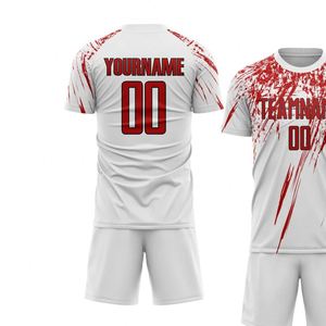 <b>Paint</b> Slash Soccer Football Jersey <b>Set</b> Sleeve Breathable Quick Dry Match Training Uniform Shirt and Short for Men - Product Image 3