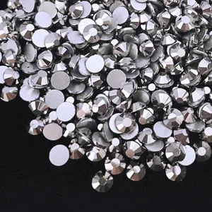 Diskon besar Jet hematite SS3 10 12 16 20 Non Hotfix kaca datar berlian imitasi dasar Perak Berlian bentuk kristal DIY kerajinan garmen
