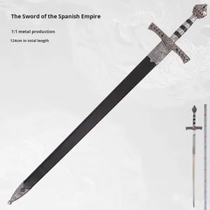 Espada del <span class=keywords><strong>Imperio</strong></span> Español, Estilo Europeo, Espada Occidental, Espada Romana Medieval, Espada de Caballero Sagrado, Espada de Cruzado, Metal Sin Filo Cruzado - Product Image 2