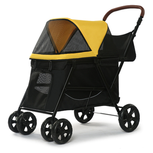 Çin tedarikçisi bir düğme kat köpek arabası 4 tekerlekler evcil hayvan arabası orta köpekler için 30kg kadar asılı çanta ile - Product Image 2