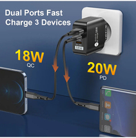 Nouvel adaptateur de chargeur de téléphone portable 58W 3 ports à charge rapide PD 3.0 QC3.0 Type-C OTP 5V/3A