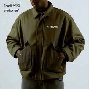 Tùy chỉnh dệt unisex quá khổ vải to sợi mùa đông máy bay ném bom áo khoác với nút phía trước và logo thương hiệu của bạn-Dịch vụ OEM - Product Image 1