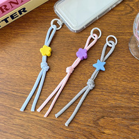 Cordon de poignet tressé décoratif étoile fleurie à bas prix, portable, anti-perte pour clés et téléphone, vente en gros