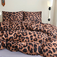 Housse de couette à imprimé léopard personnalisable, taies d'oreiller douces et respirantes, ensemble de housse de couette simple et élégante pour la maison