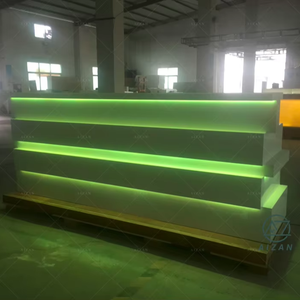 Luces LED RGB de tamaño pequeño, Mostrador de <span class=keywords><strong>cajero</strong></span> blanco elegante, mesa de escritorio frontal para oficina, clínica, tienda minorista, salón de belleza, Spa - Product Image 1