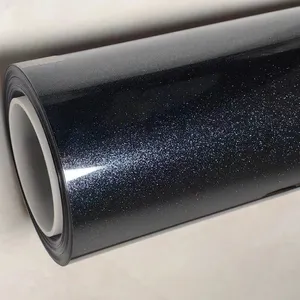 Classical sparkling diamond gloss black PET liner Car vinyl glitter wrap