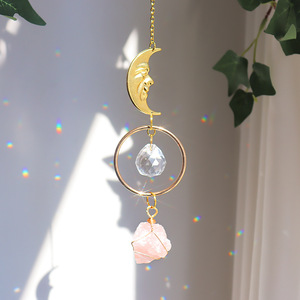 Attrape-soleil de luxe en cristal en forme de lune, créateur <span class=keywords><strong>d</strong></span>'arc-en-ciel, ornement suspendu, prisme en pierre naturelle brute, carillon éolien, <span class=keywords><strong>d</strong></span>écoration de fenêtre bohème - Product Image 5