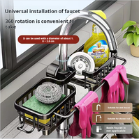 Support à éponge en métal multifonctionnel pour accessoires de robinets de cuisine et articles divers Support d'évier et rangement