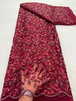 Tissu brodé en sergé à la vente chaude, robe de banquet de mariage, dentelle à paillettes, perles pour femmes et garçons