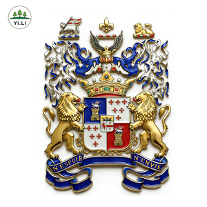 Escudo Familiar 3D Personalizado, Emblema Metálico, Insignia Heráldica de Aleación de Zinc, Diseño Gratuito - Product Image 1