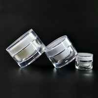 Pot en acrylique vide à double paroi en plastique cosmétique de soins de la peau de 5g 10g 15g 20g 30g 50g avec couvercles