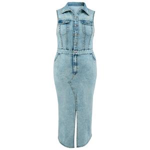 <span class=keywords><strong>Abiti</strong></span> in Denim Taglie Forti all'Ingrosso, Vestiti Africani in <span class=keywords><strong>Jeans</strong></span> per Donne Curvy - Product Image 3