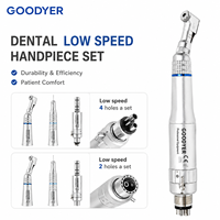 Kit de pièces à main dentaires GOODYER à basse vitesse, avec spray externe, contre-angle droit, moteur pneumatique 2/4 trous, certifié CE, durable