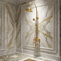 Système de douche à effet pluie vintage haut de gamme STOCCO, ensemble de douche mural en or brossé de luxe pour suites d'hôtel et rénovations de villas