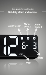 Reloj Digital Creativo de Nuevo Diseño con Calendario, Fecha, Hora y Alarma, Espejo LED, Relojes Digitales 3D de Mesa para Escritorio - Product Image 4
